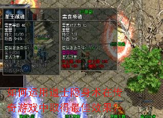 如何运用道士隐身术在传奇游戏中取得最佳效果? 如何运用道士隐身术在传奇游戏中取得最佳效果?